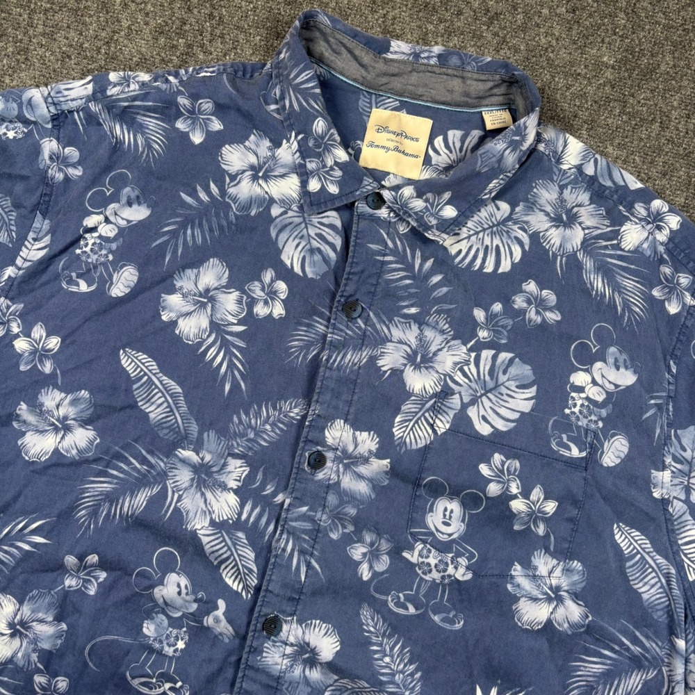 Tommy Bahama Disney Parks Men XXXL Blue Floral Mickey Mouse Shirt